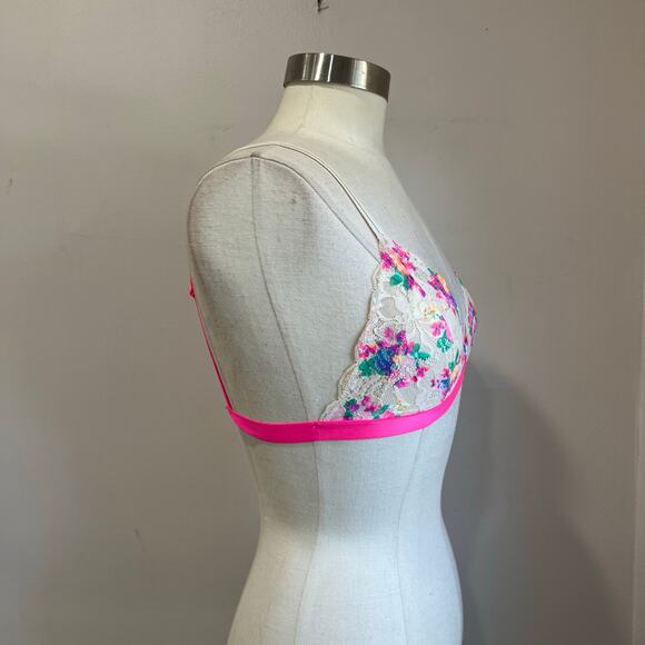 Victoria’s Secret Pink Floral Lace Sheer Triangle Bralette Wireless S - Picture 2 of 6